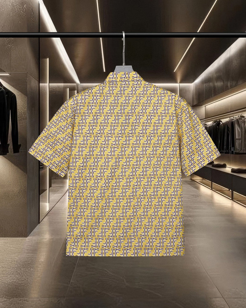 Fendi - Chemise à Manches Courtes avec Motif Monogramme Jaune