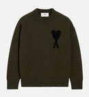 Ami Paris - Pull Ami Kaki Coeur Noir