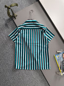 Prada - Chemise en soie Prada à Rayures Vibrantes Turquoise