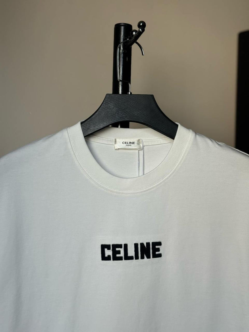 Celine - T-Shirt avec écriture Celine Blanc