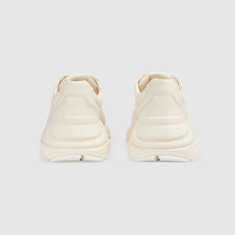 BASKETS EN CUIR RHYTON AVEC LOGO GUCCI POUR HOMME Blanc Cassé Bleu Marine