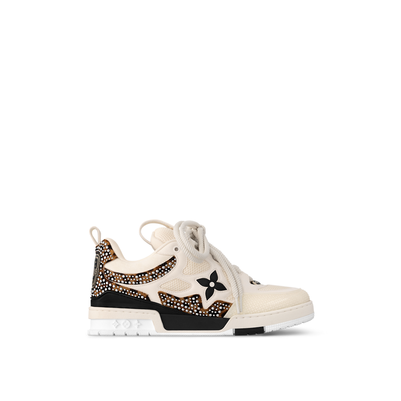 Sneaker LV skate Blanc Cassé Léopard Strass