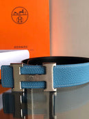 Hermès - Ceinture Réversible Bleu Océan / Noir