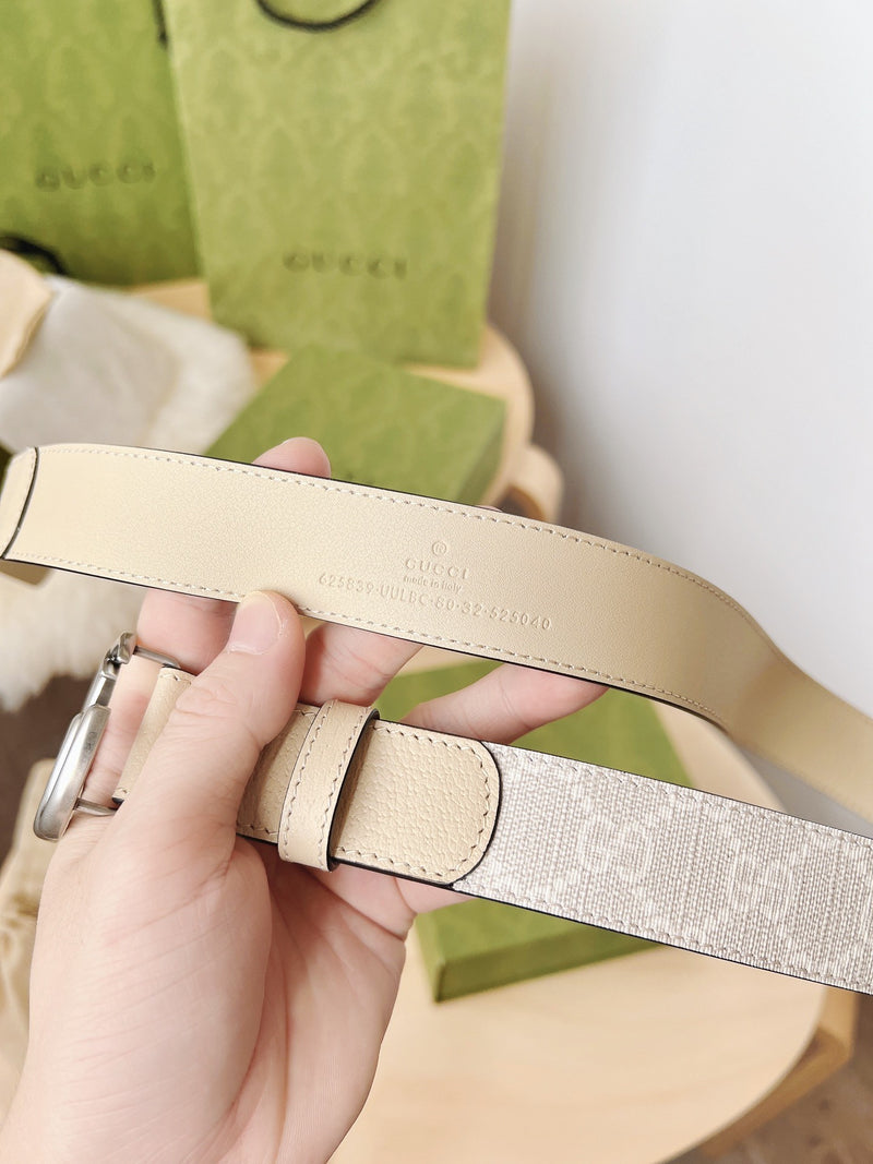 Gucci - Ceinture GG Argenté Blanc F