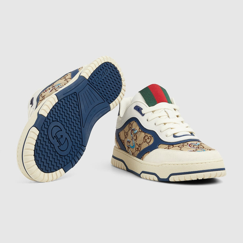 BASKETS GUCCI RE-WEB POUR HOMME Blanc Cassé Blanc Bleu