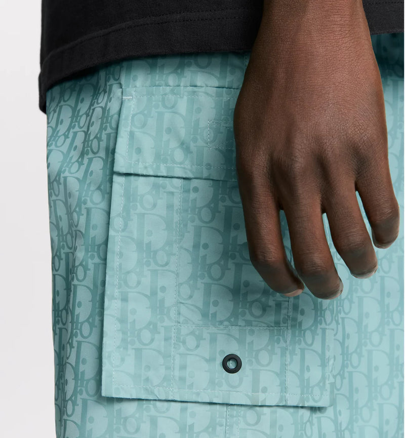 Dior - Short de bain Dior Oblique Toile technique Vert D’eau