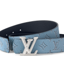 Louis Vuitton - Ceinture LV Dimension Monogram Héritage 40 mm réversible Bleu