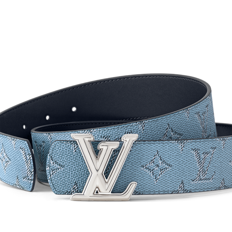 Louis Vuitton - Ceinture LV Dimension Monogram Héritage 40 mm réversible Bleu
