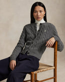 Ralph Lauren - Cardigan torsadé en laine et cachemire Gris flanelle chiné