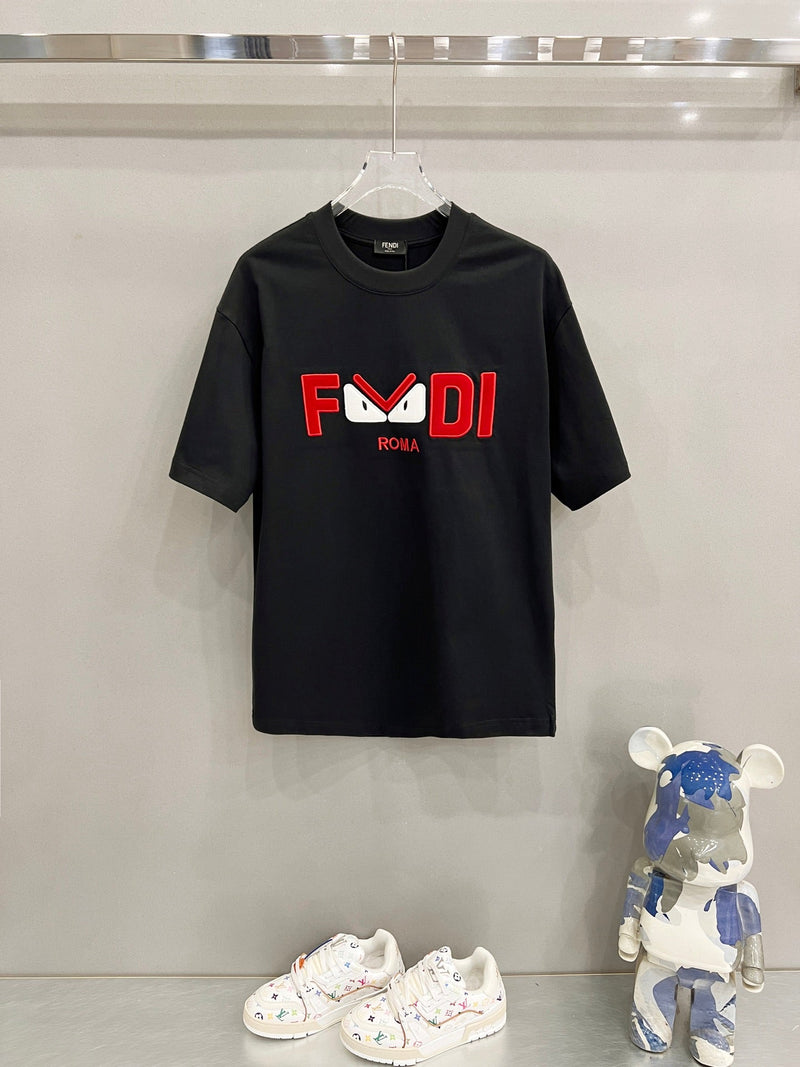 Fendi - T-shirt avec logo FF en rouge et blanc - Noir