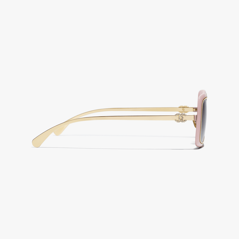 Chanel - Lunettes de soleil rectangles Rose Pâle Verres Gris