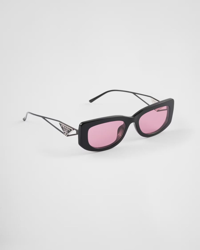 Prada - Lunettes De Soleil avec logo triangulaire Verres Fraise
