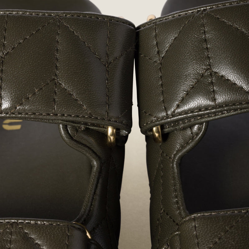 Miu Miu - Mules en cuir nappa matelassé Vert Loden