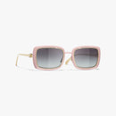 Chanel - Lunettes de soleil rectangles Rose Pâle Verres Gris