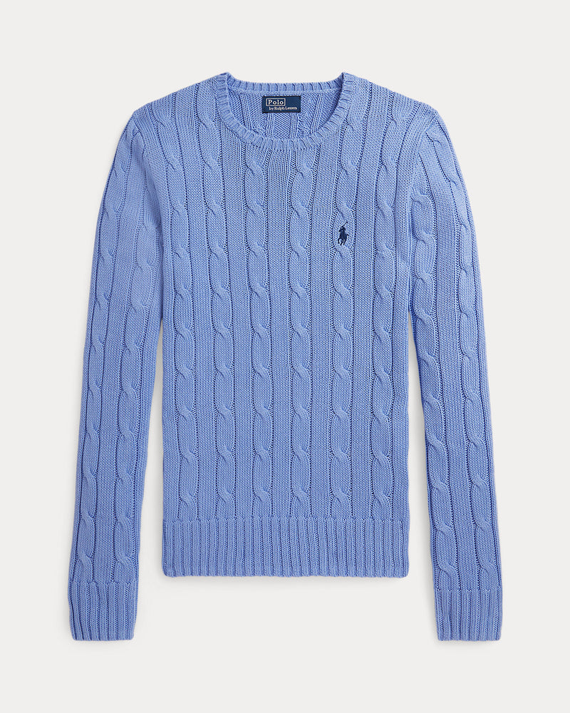 Ralph Lauren - Pull torsadé à col rond en coton New Litchfield Blue