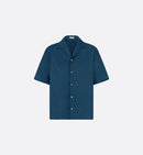 Dior - Chemise à manches courtes Dior Oblique Jacquard de soie et coton Bleu Marine