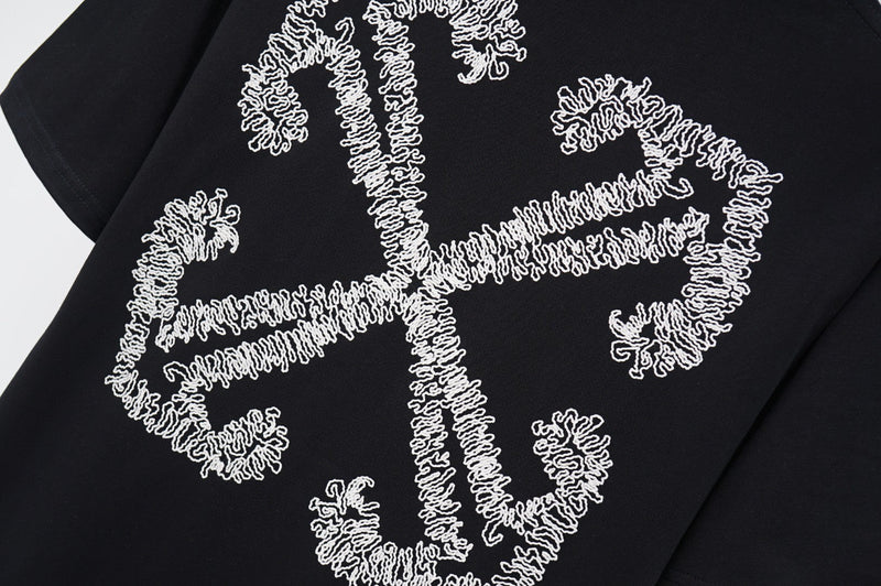 OFF-WHITE - T-shirt noir chic logo Off-White brodé, motif graphique Noir/Blanc