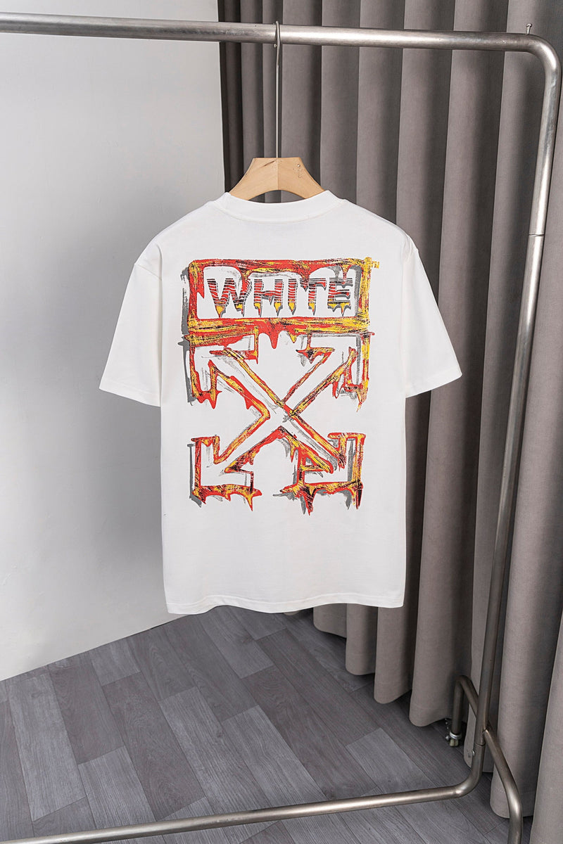 OFF-WHITE - T-shirt avec un design coloré et le logo "WHITE" avec des détails en couleurs vives au dos - Blanc