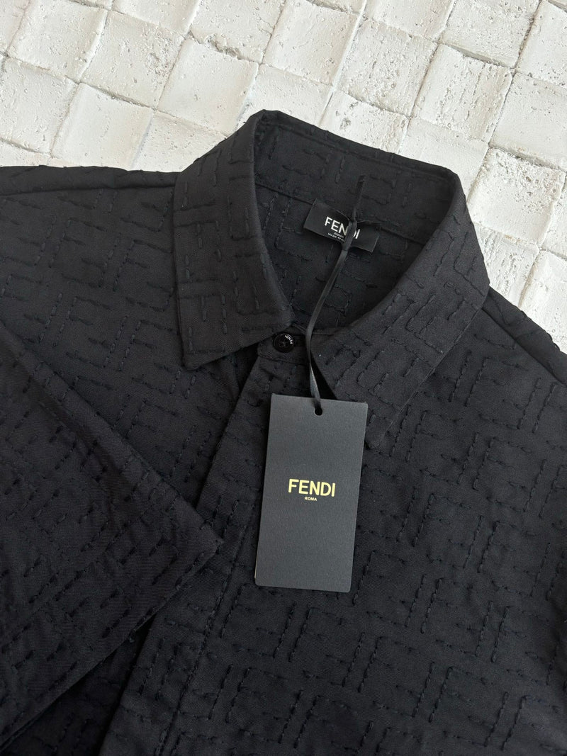 Fendi - Chemise à Manches Courtes avec Motif Monogramme Noir/Noir