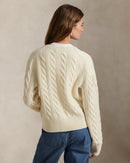 Ralph Lauren - Cardigan torsadé en laine et cachemire Crème authentique