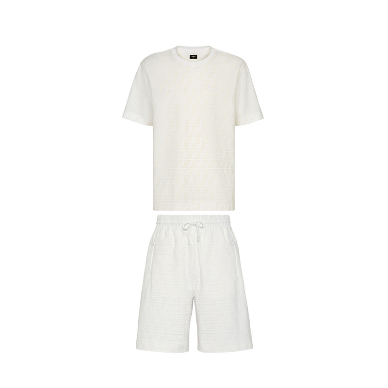 Fendi - Ensemble T-shirt + Short en piqué FF Blanc