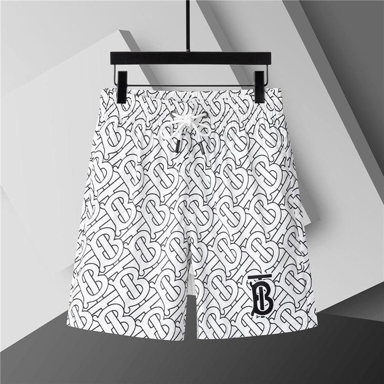 Burberry - Shorts Burberry avec motif monogramme noir et blanc - Blanc