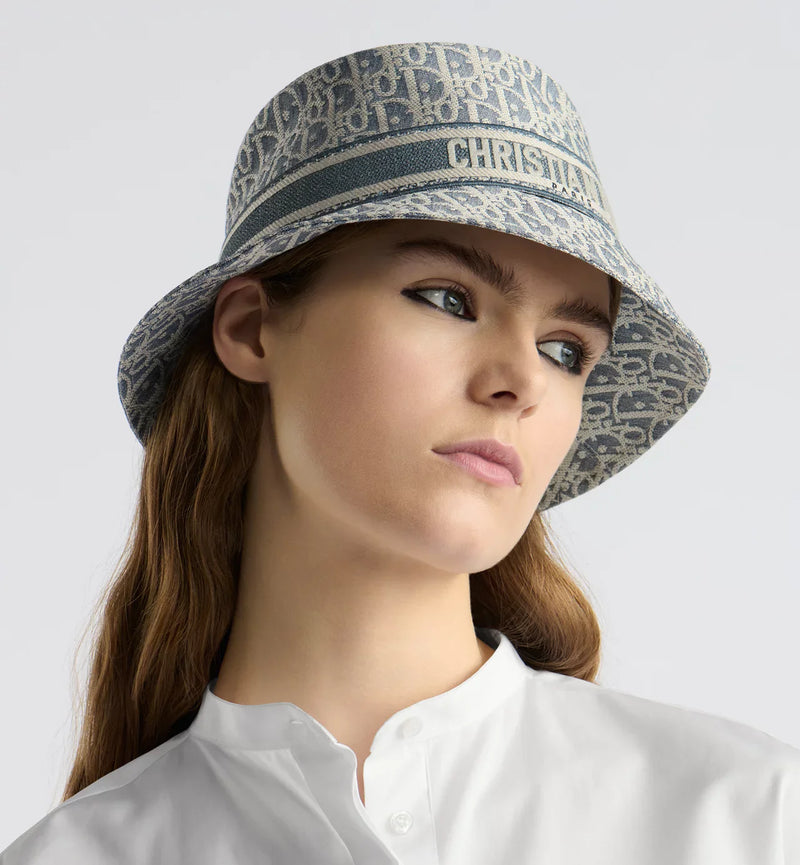 Dior - Bob D-Bobby Dior Oblique à petit bord Bleu Chambray