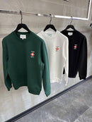 Casablanca - Pull en coton logo Casablanca Vert/Blanc/Noir