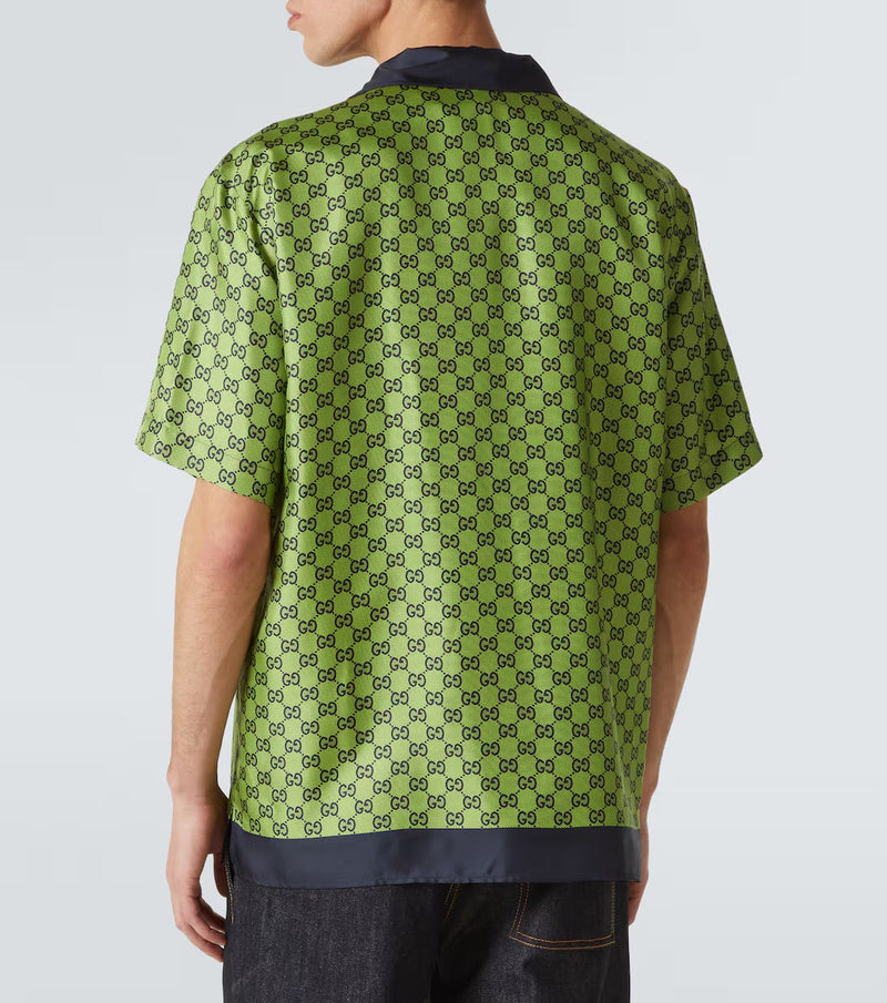 GUCCI - Chemise GG imprimée en soie Vert