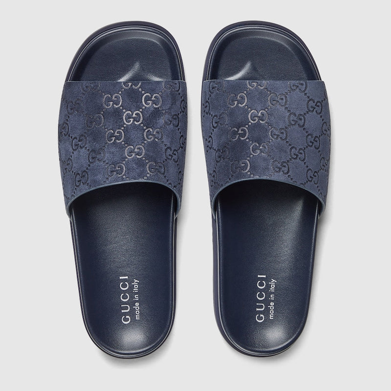 Gucci - Mules en Daim GG Bleu