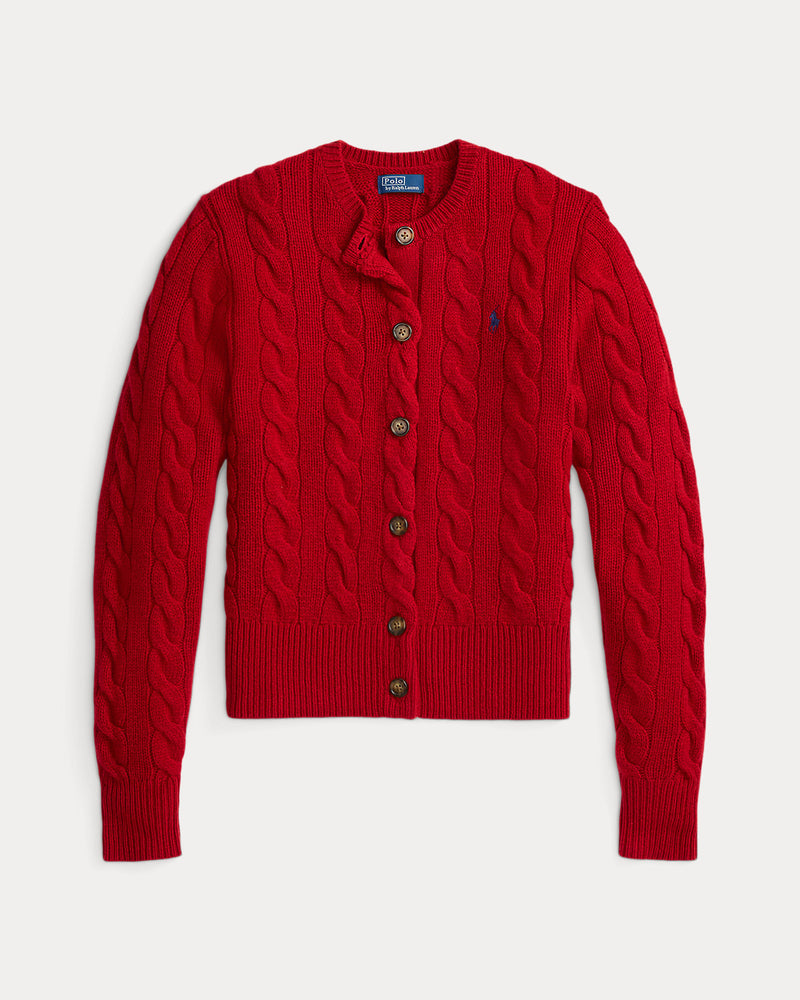 Ralph Lauren - Cardigan torsadé en laine et cachemire Rouge coin du feu