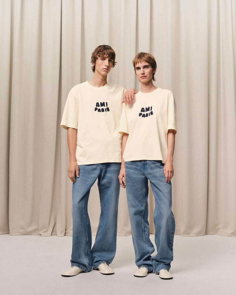 Ami - T-shirt Patch Ami De Cœur en jersey de coton Beige