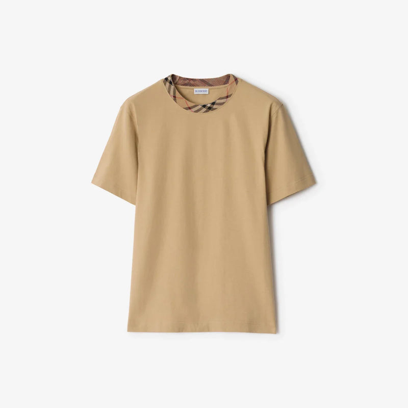 Burberry - T-shirt en coton avec Check Flax
