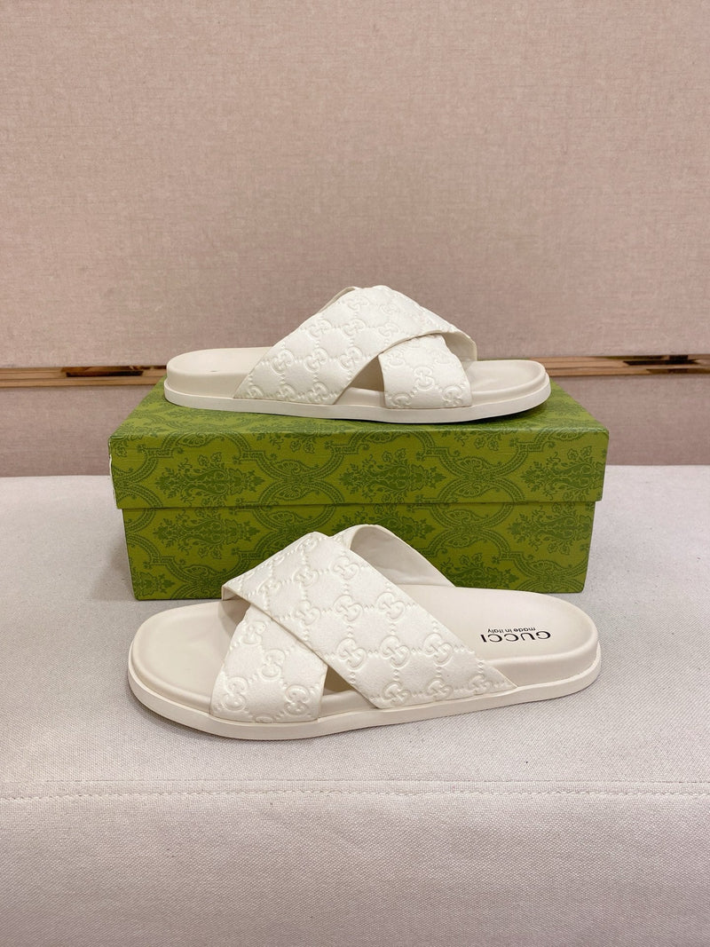 Gucci - Mules en Daim GG Blanc II