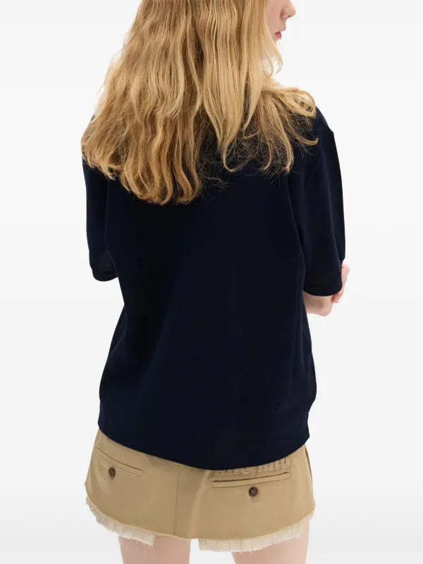 Miu Miu - Polo en coton Bleu Marine