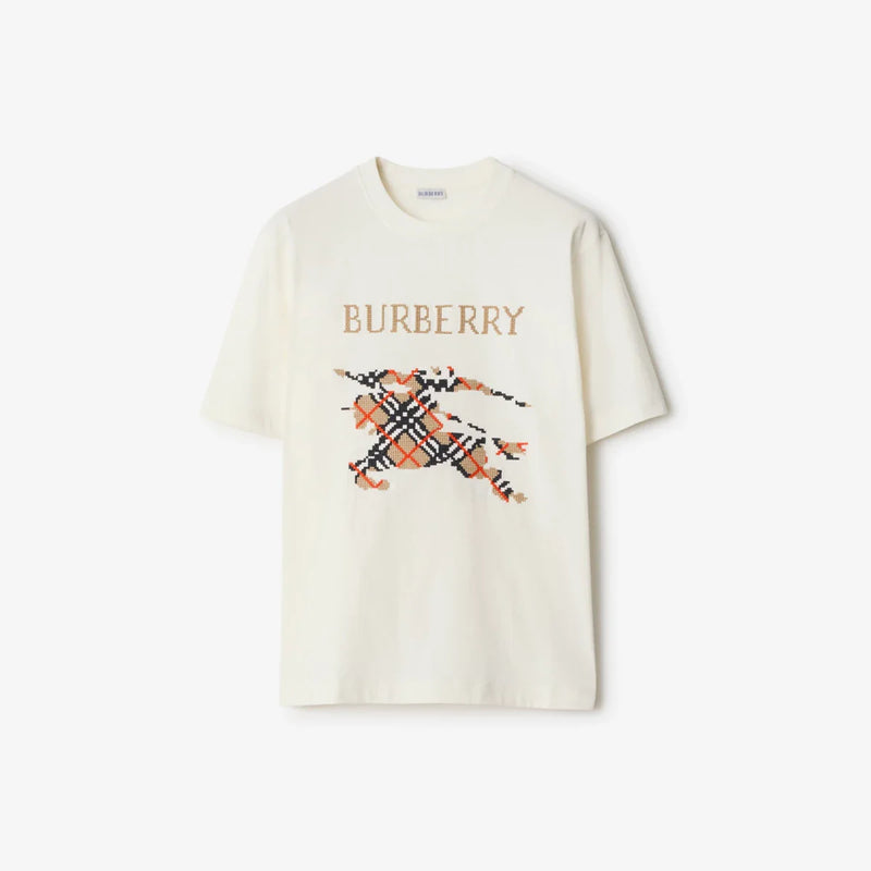Burberry - T-shirt en coton EKD à broderie croisée Chalk