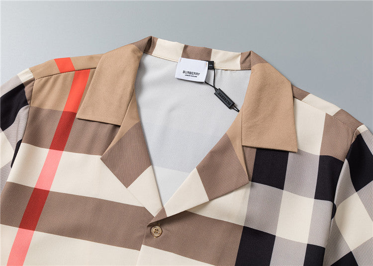 Burberry - Ensemble CHEMISE + SHORT à motifs à carreaux - Beige