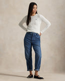 Ralph Lauren - Pull torsadé à col rond en coton White