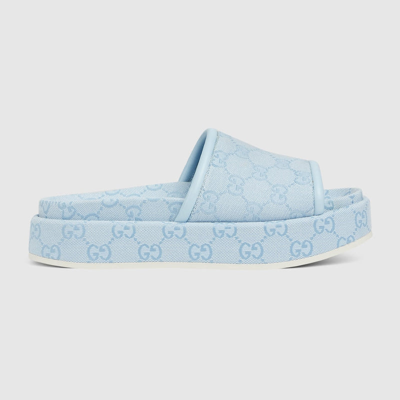 Gucci - Sandales GG Compensées Bleu Clair