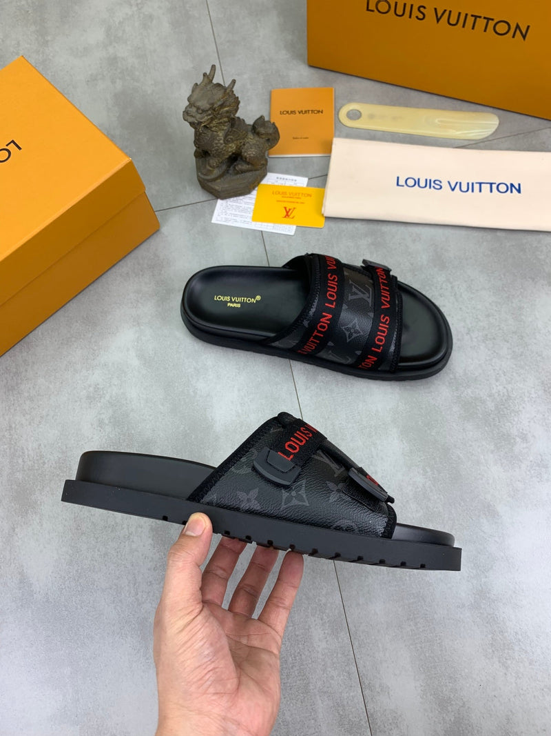 Louis Vuitton - Sandale LV avec bande en toile Noir