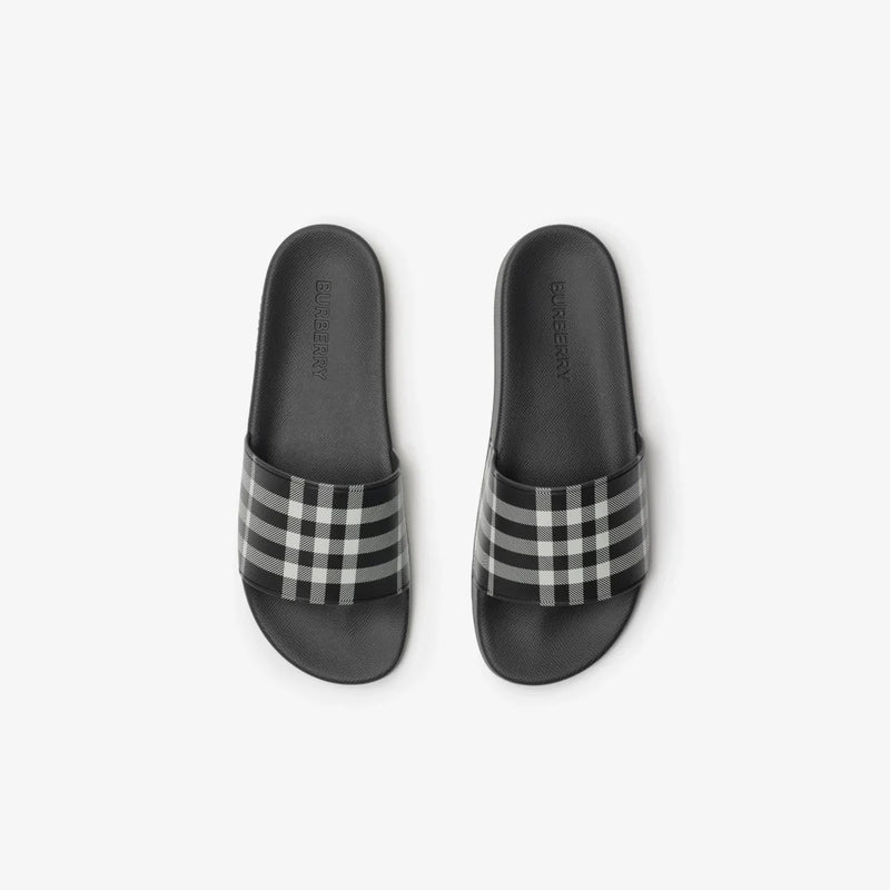 Burberry - Claquettes Check Noir/Calico