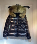 Moncler - Doudoune à fourrure brillante avec ceinture F (2 coloris)