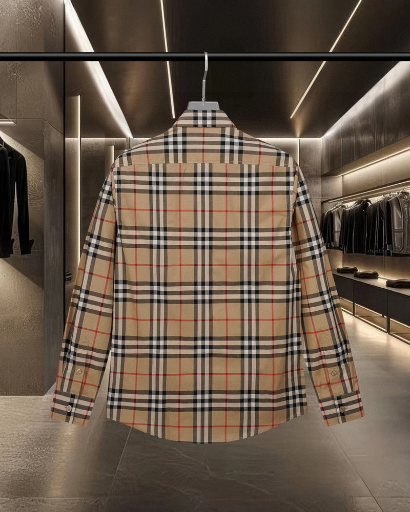 Burberry - Chemise Burberry à Carreaux Iconique Beige et Noir avec Détails Rouges
