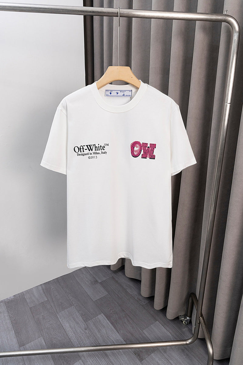 OFF-WHITE - T-shirt avec logo OW Blanc et Rose