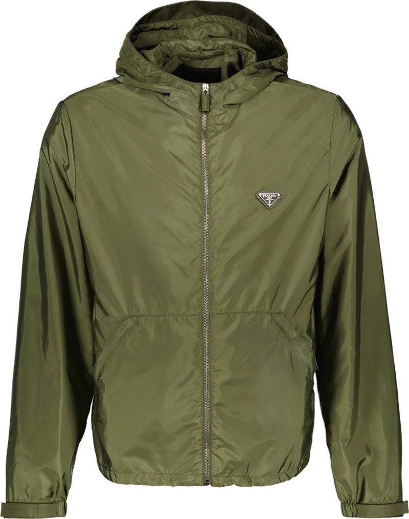 Prada - Coupe-vent en nylon avec plaque Prada Vert Kaki