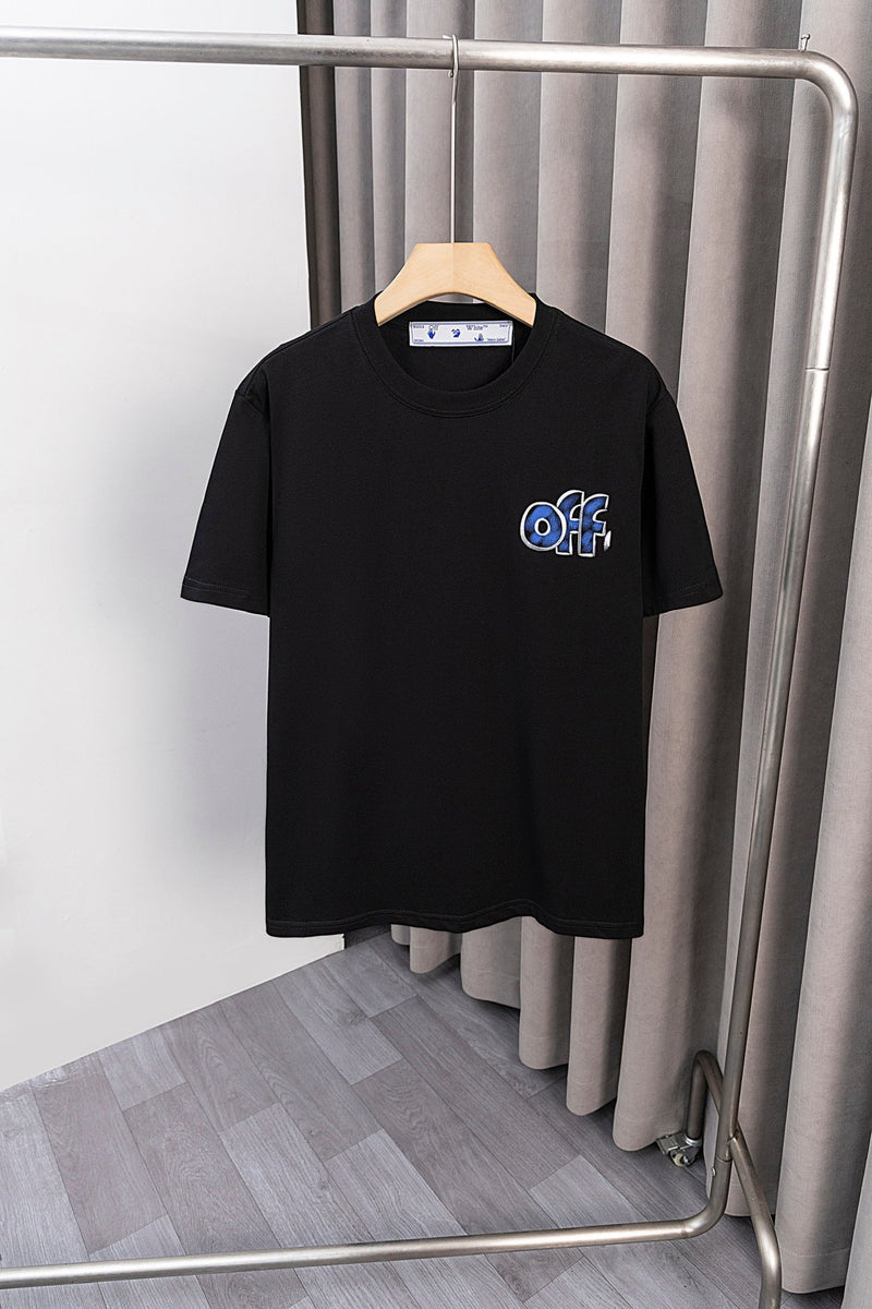 OFF-WHITE - T-shirt avec le logo "Off" sur le devant et "White" en bleu brillant au dos - Noir