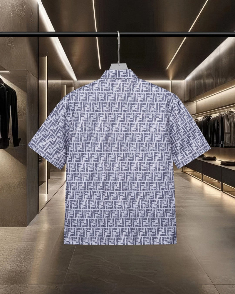 Fendi - Chemise à Manches Courtes avec Motif Monogramme Gris