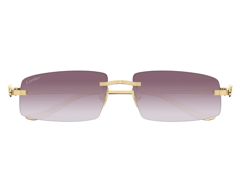 Cartier - Lunettes de Soleil Cartier Panthère Monture Doré Verres Violet
