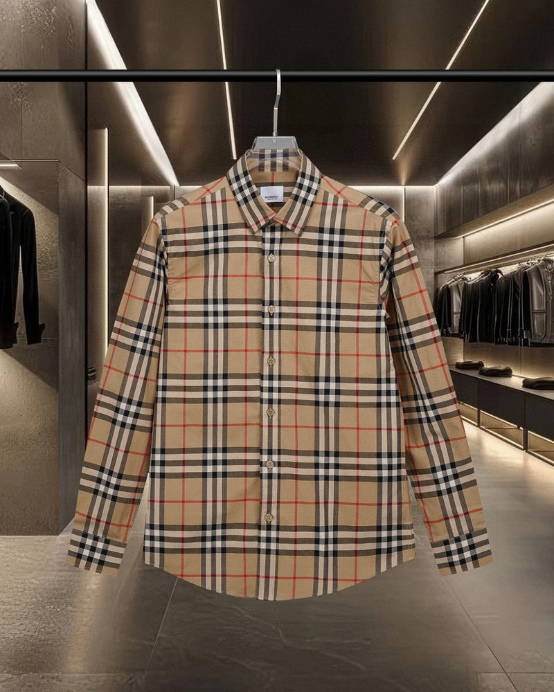 Burberry - Chemise Burberry à Carreaux Iconique Beige et Noir avec Détails Rouges