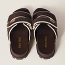 Miu Miu - Mules en crochet Marron Cacao Ivoire